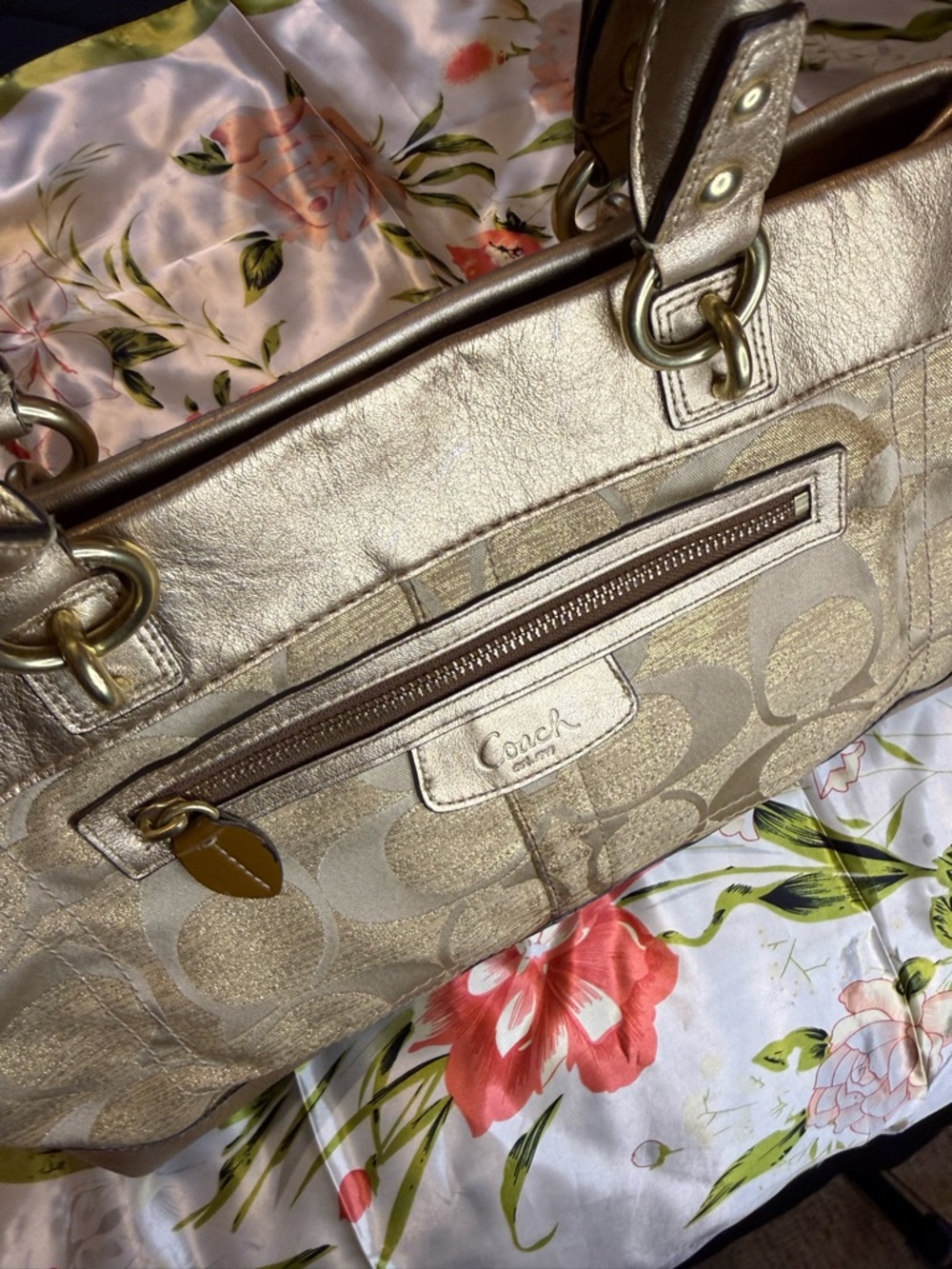 Coach Gold Signature Canvas Shoulder Bag - Picture 16 of 16